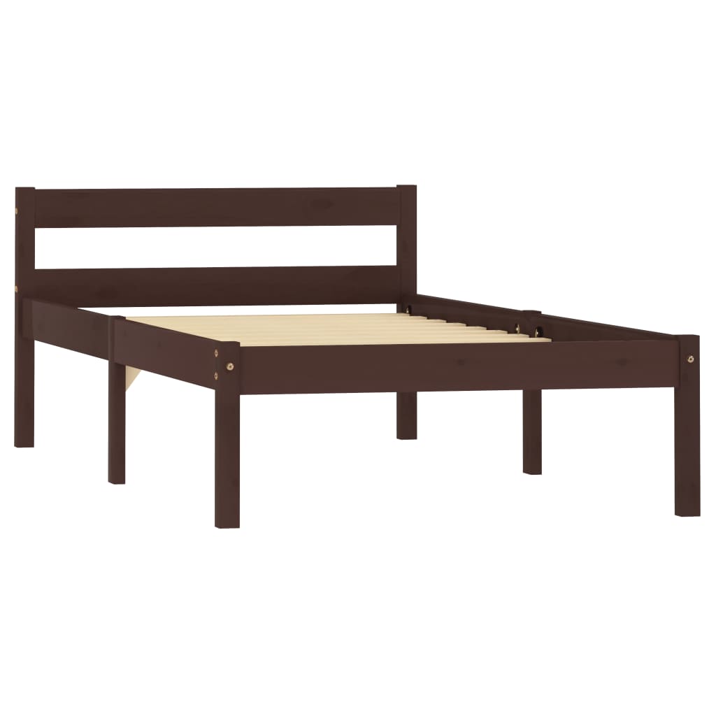 Estrutura de cama 90x200 cm pinho maciço castanho-escuro