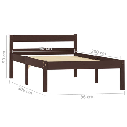 Estrutura de cama 90x200 cm pinho maciço castanho-escuro