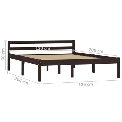 Estrutura de cama 120x200 cm pinho maciço castanho-escuro