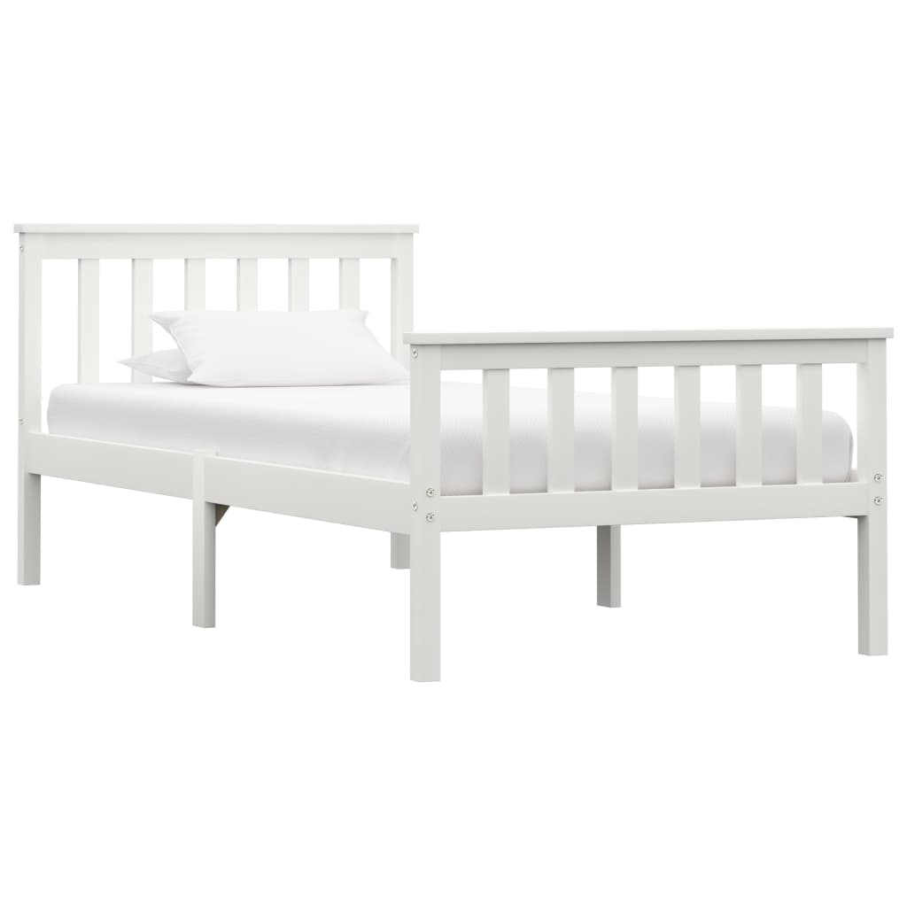 Estrutura de cama 100x200 cm madeira pinho maciço branco