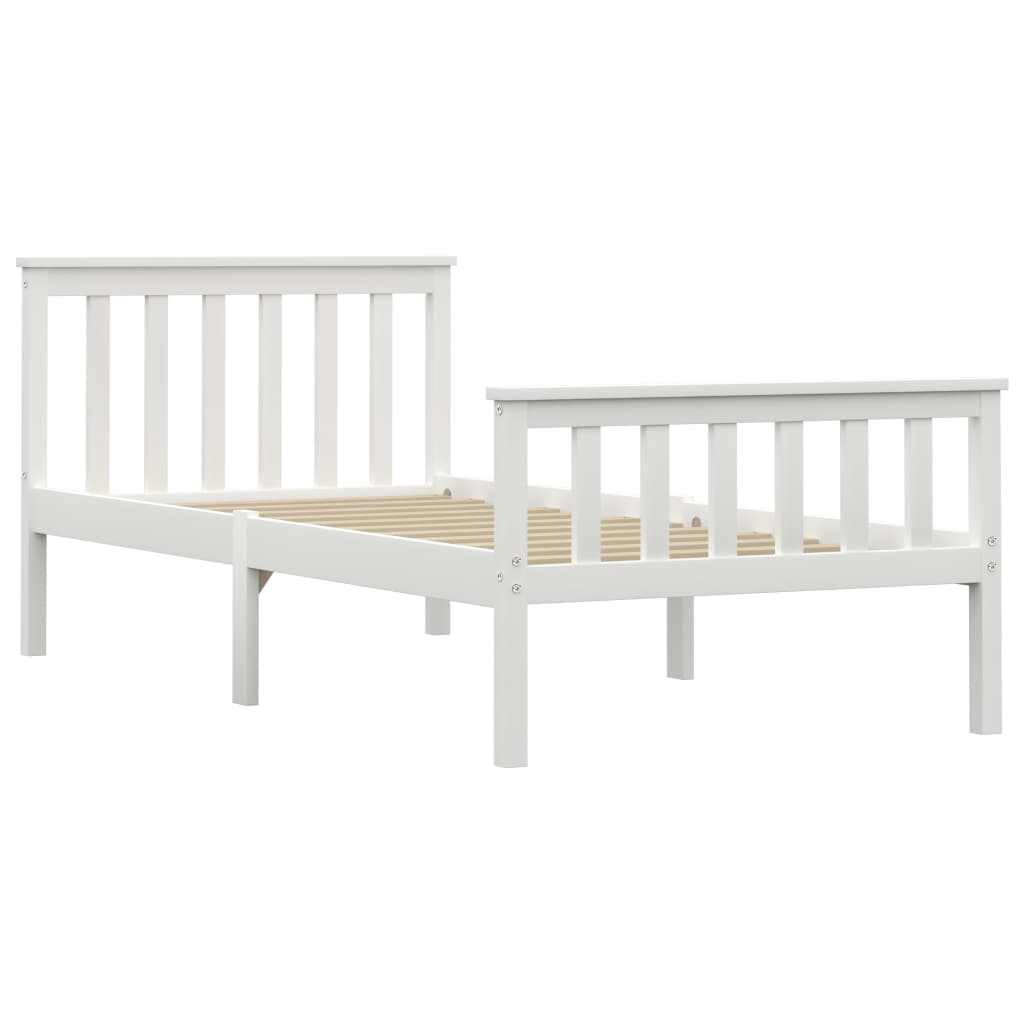 Estrutura de cama 100x200 cm madeira pinho maciço branco