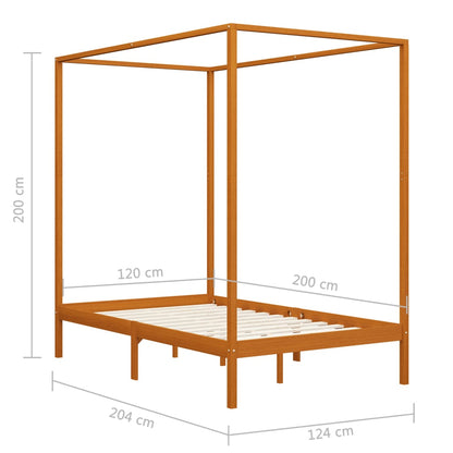 Estrutura de cama com toldo 120x200cm pinho maciço castanho mel