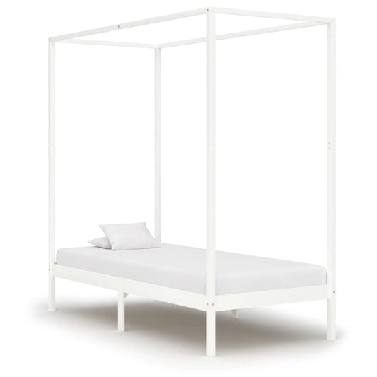 Estrutura de cama com toldo 90x200 cm pinho maciço branco