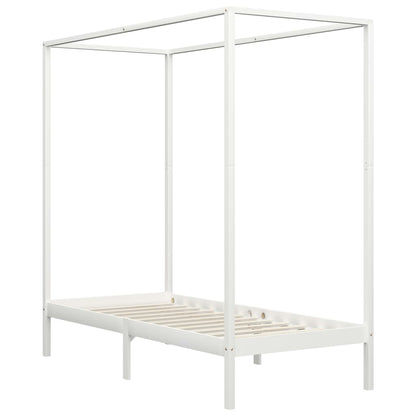 Estrutura de cama com toldo 90x200 cm pinho maciço branco