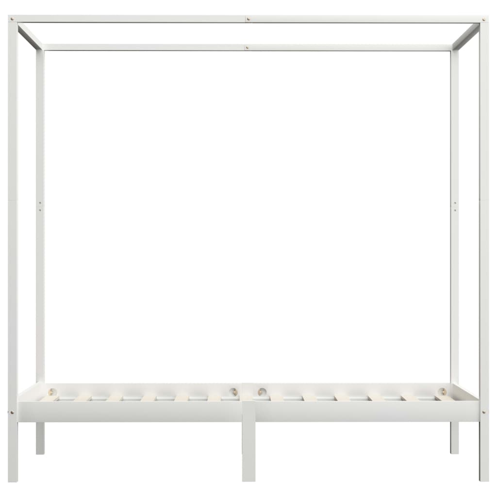 Estrutura de cama com toldo 90x200 cm pinho maciço branco