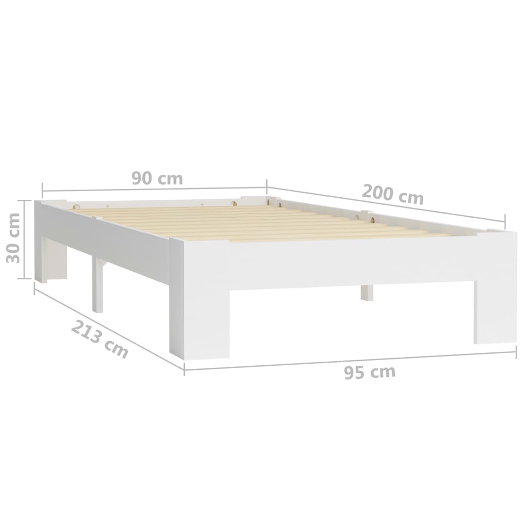 Estrutura de cama 90x200 cm pinho maciço branco