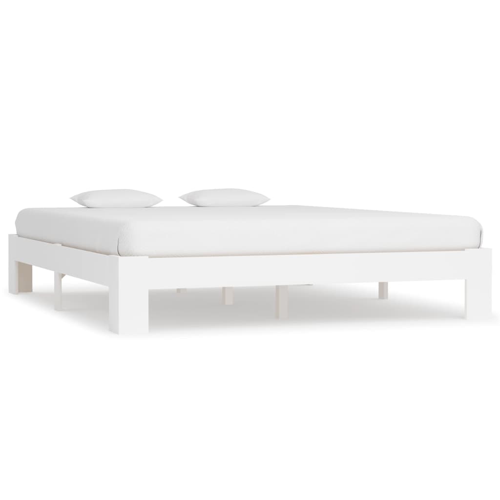 Estrutura de cama 160x200 cm pinho maciço branco