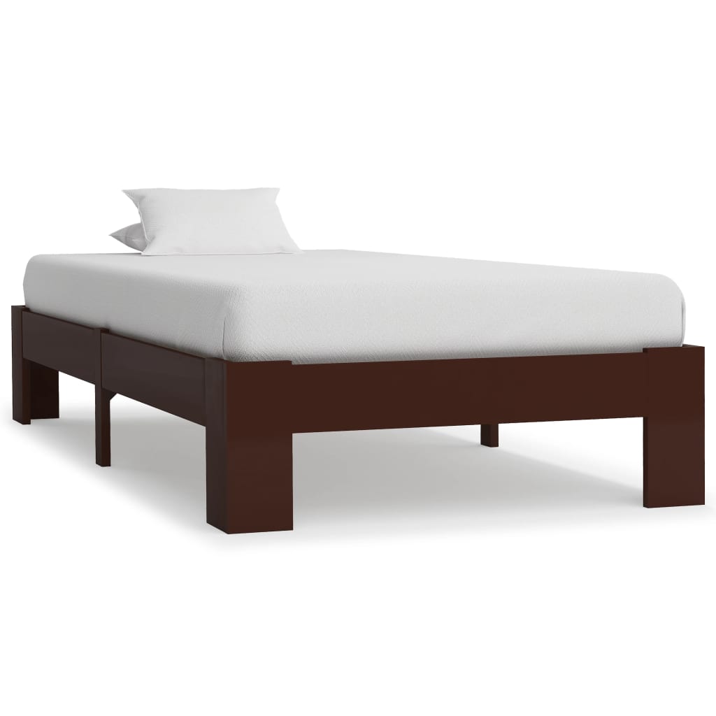 Estrutura de cama 90x200 cm pinho maciço castanho-escuro