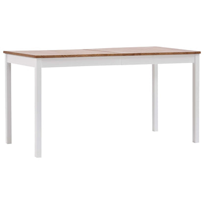 Mesa de jantar 140x70x73 cm madeira de pinho branco e castanho