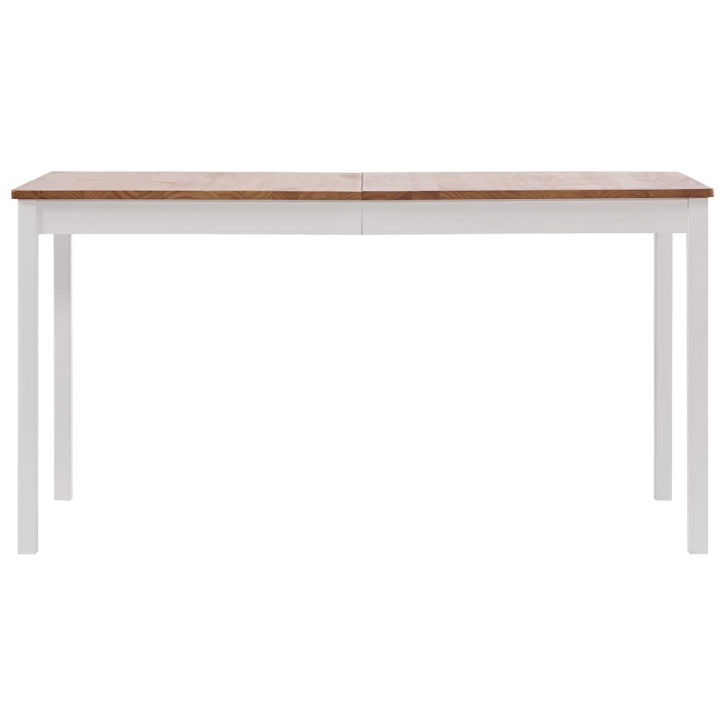 Mesa de jantar 140x70x73 cm madeira de pinho branco e castanho