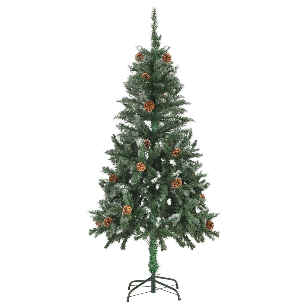 Árvore de Natal artificial com pinhas e brilho branco 150 cm