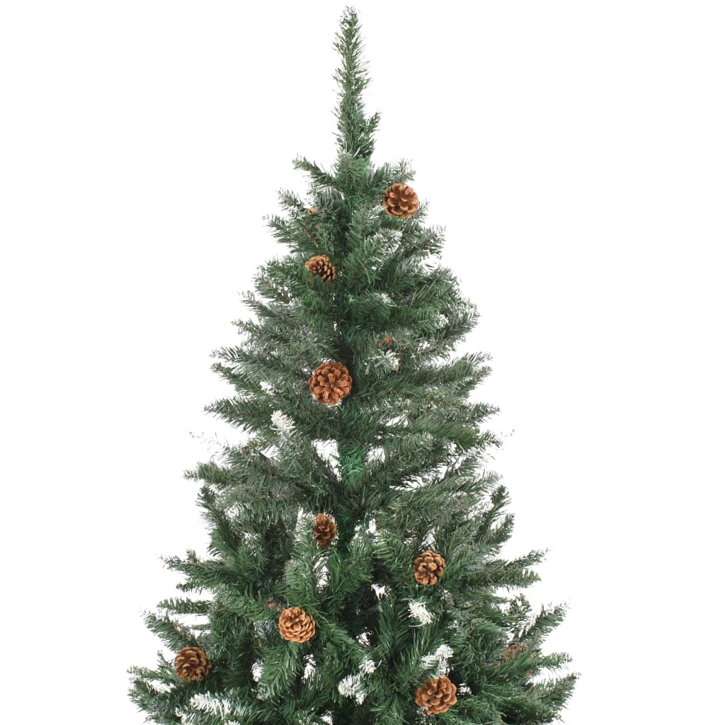 Árvore de Natal artificial com pinhas e brilho branco 150 cm