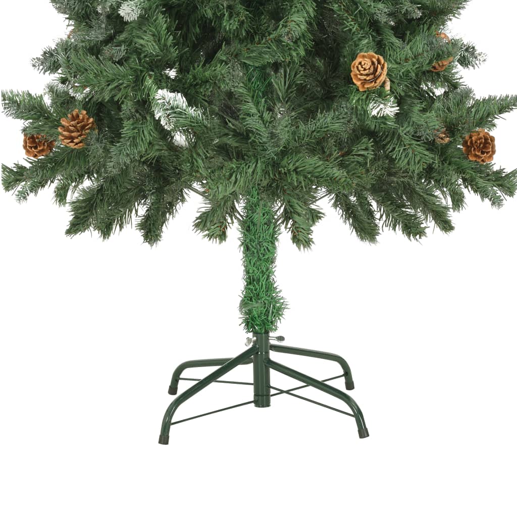 Árvore de Natal artificial com pinhas e brilho branco 150 cm