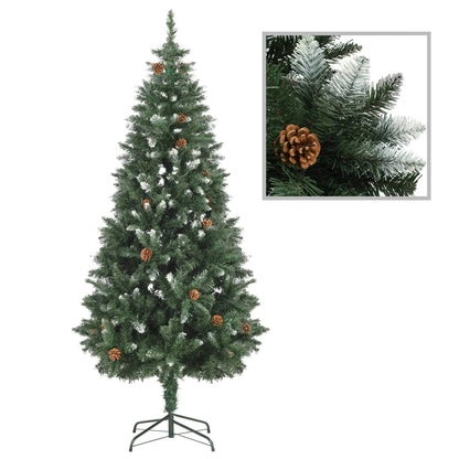 Árvore de Natal artificial com pinhas e brilho branco 180 cm