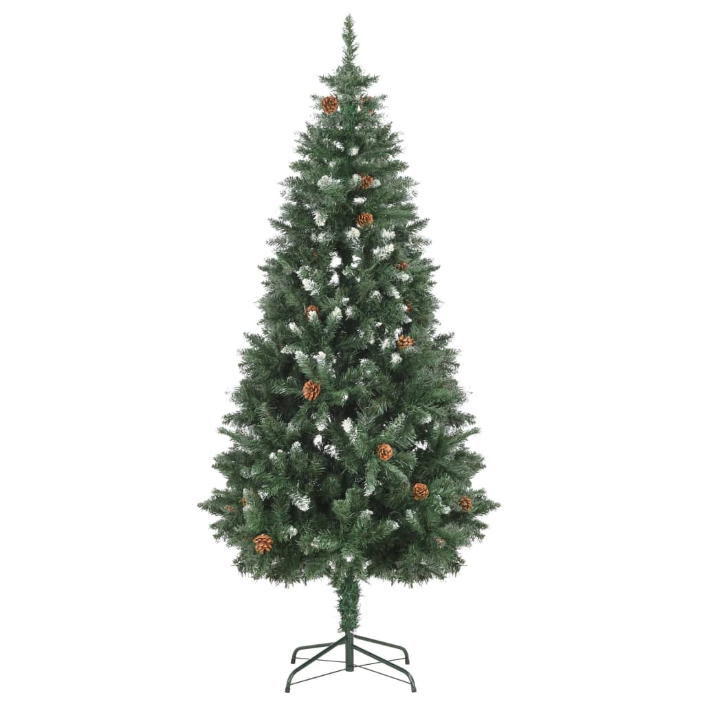 Árvore de Natal artificial com pinhas e brilho branco 180 cm