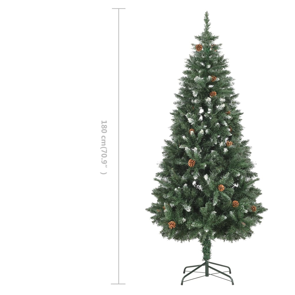 Árvore de Natal artificial com pinhas e brilho branco 180 cm