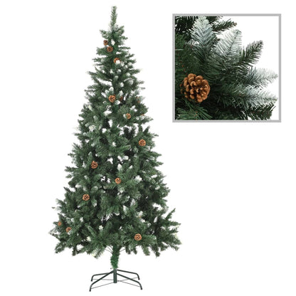 Árvore de Natal artificial com pinhas e brilho branco 210 cm