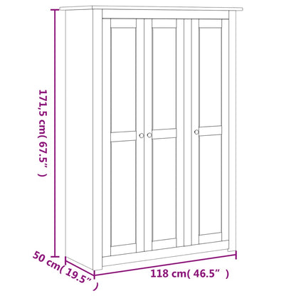 Roupeiro com 3 portas branco 118x50x171,5 cm pinho Panamá