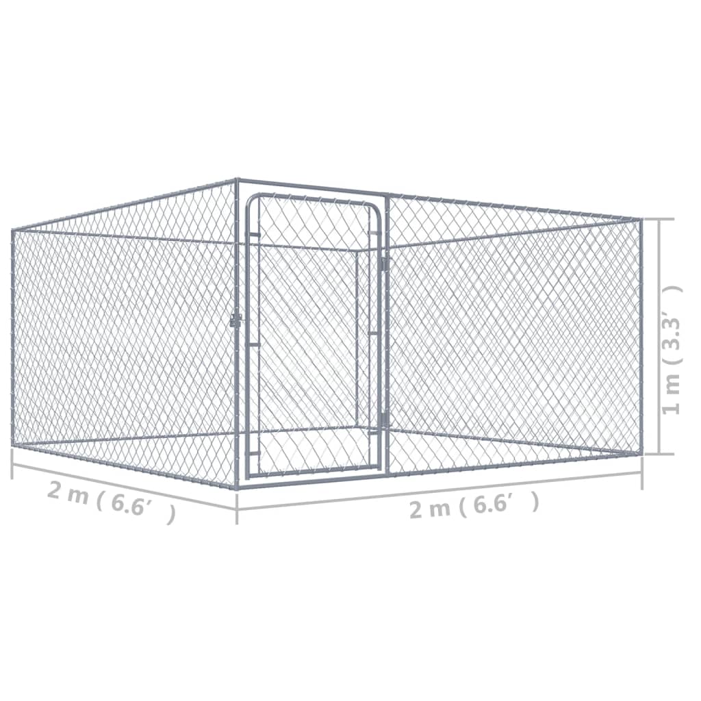 Canil de exterior em aço galvanizado 2x2x1 m