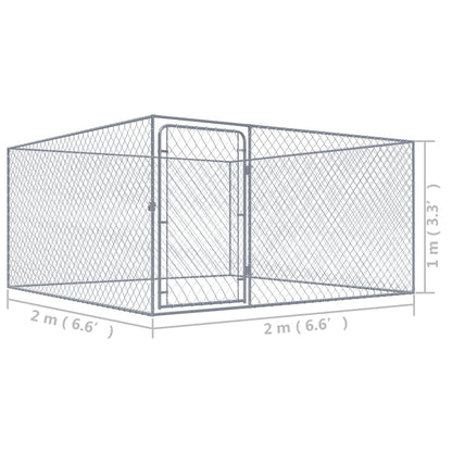 Canil de exterior em aço galvanizado 2x2x1 m