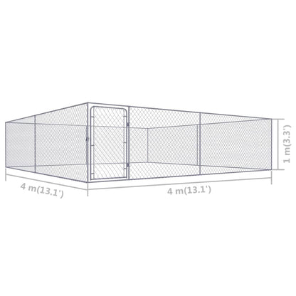 Canil de exterior em aço galvanizado 4x4x1 m