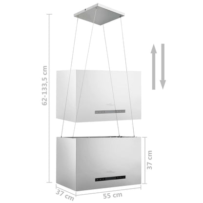 Exaustor de ilha suspenso ecrã tátil LCD 55 cm aço inoxidável