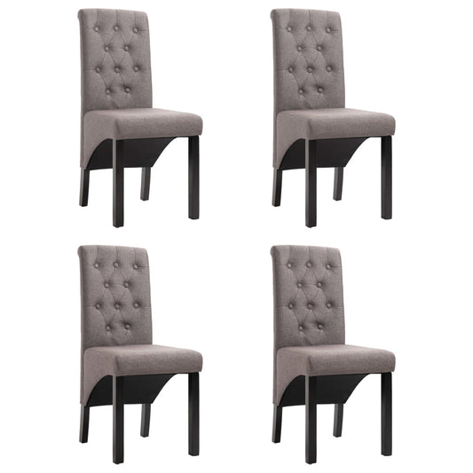 Cadeiras de jantar 4 pcs tecido cinzento-acastanhado