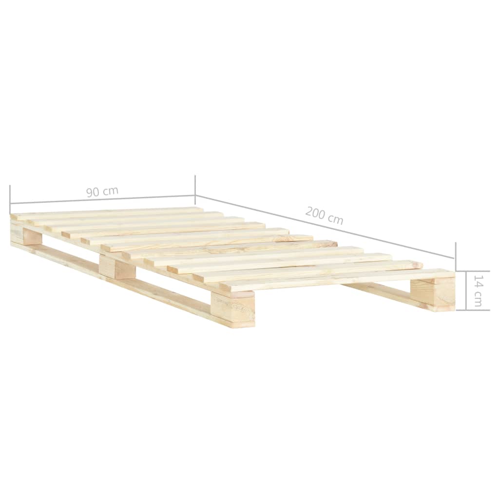 Estrutura de cama palete de pinho maciço 90x200 cm