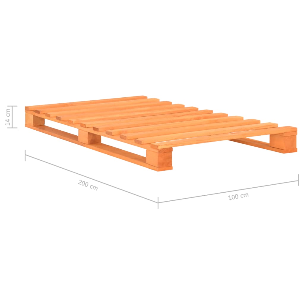 Estrutura de cama em paletes pinho maciço 100x200 cm castanho