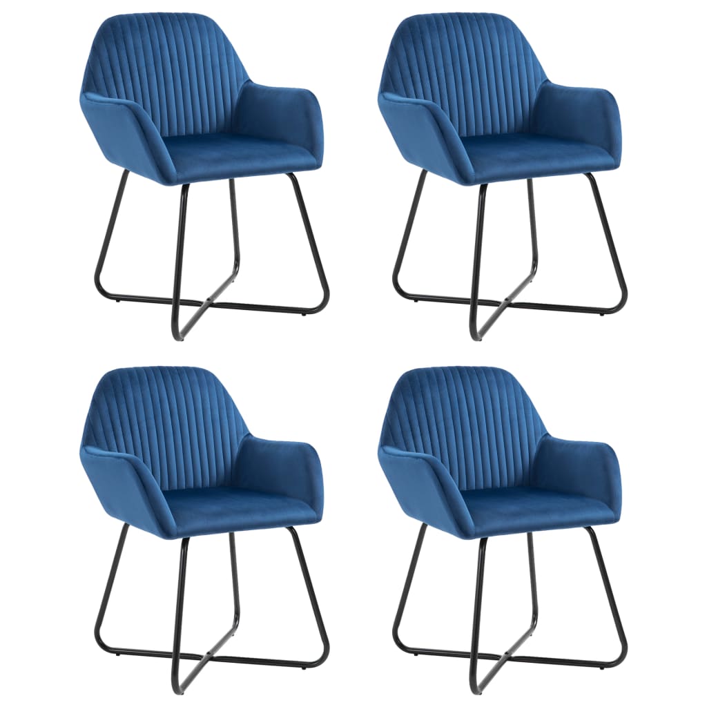 Cadeiras de jantar 4 pcs veludo azul