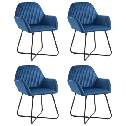 Cadeiras de jantar 4 pcs veludo azul