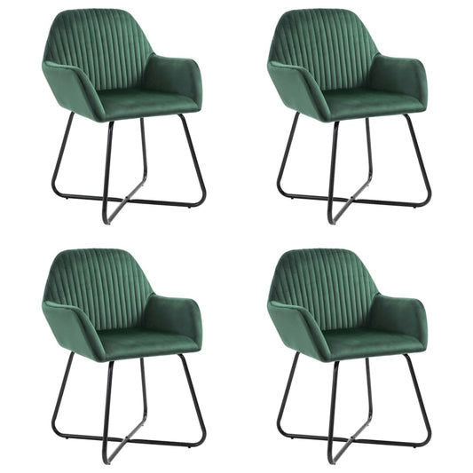 Cadeiras de jantar 4 pcs veludo verde