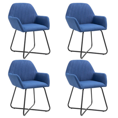 Cadeiras de jantar 4 pcs tecido azul