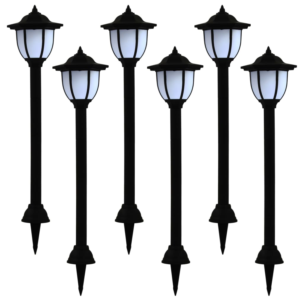 Candeeiro solar LED de exterior 6 pcs preto