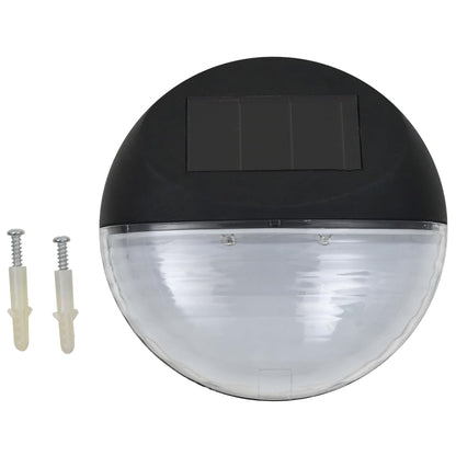 Candeeiro de parede solar LED de exterior 24 pcs preto redondo