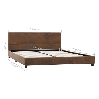 Estrutura de cama 120x200 cm camurça artificial castanho