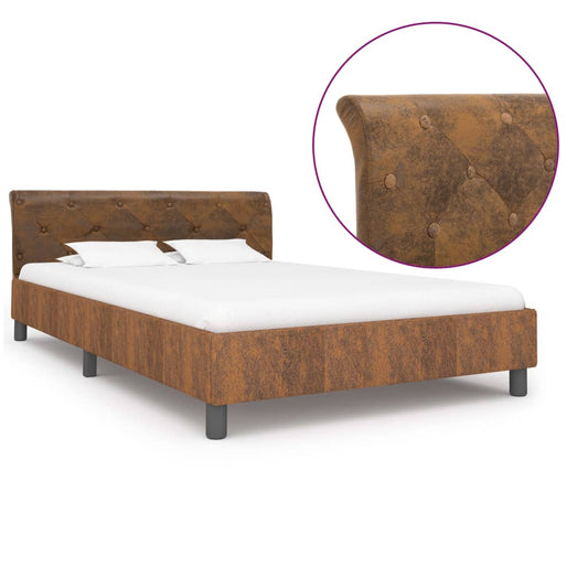 Estrutura de cama 120x200 cm camurça artificial castanho