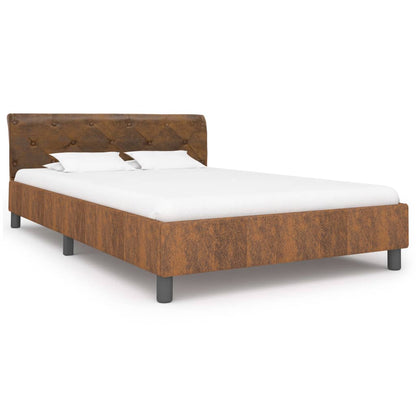 Estrutura de cama 120x200 cm camurça artificial castanho