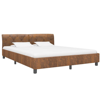 Estrutura de cama 160x200 cm camurça artificial castanho