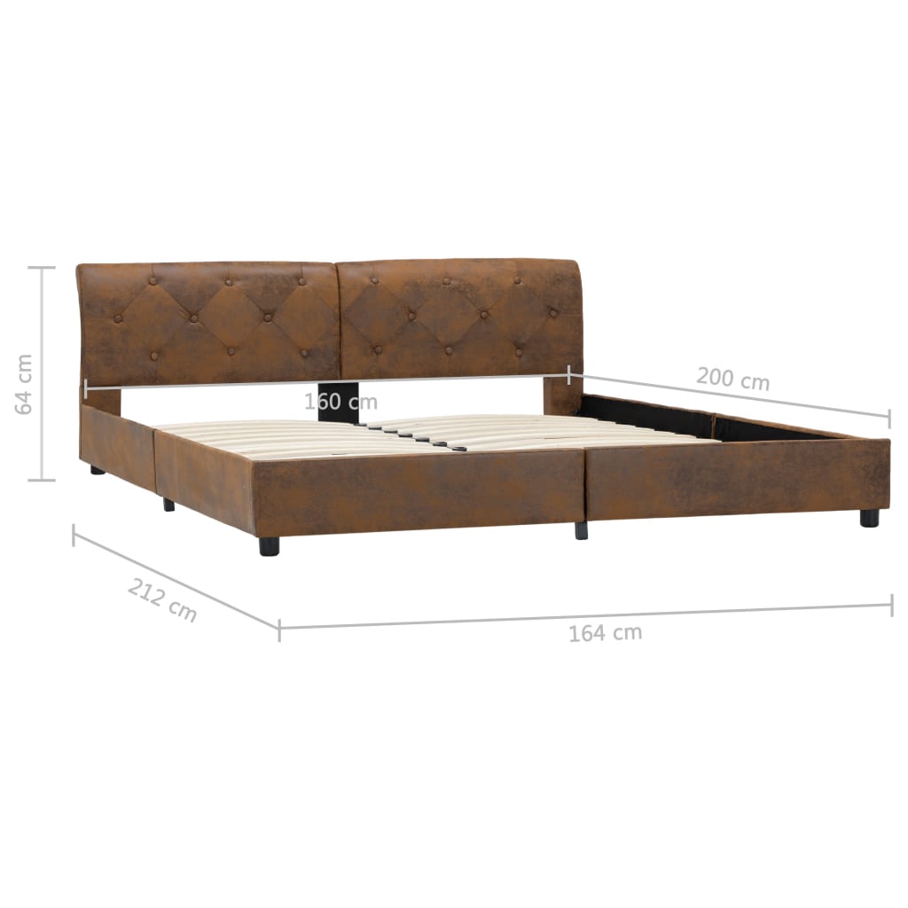 Estrutura de cama 160x200 cm camurça artificial castanho