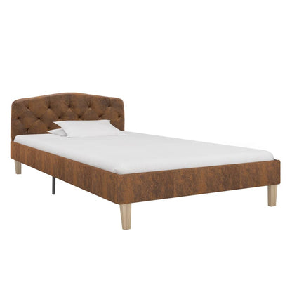 Estrutura de cama 90x200 cm camurça artificial castanho