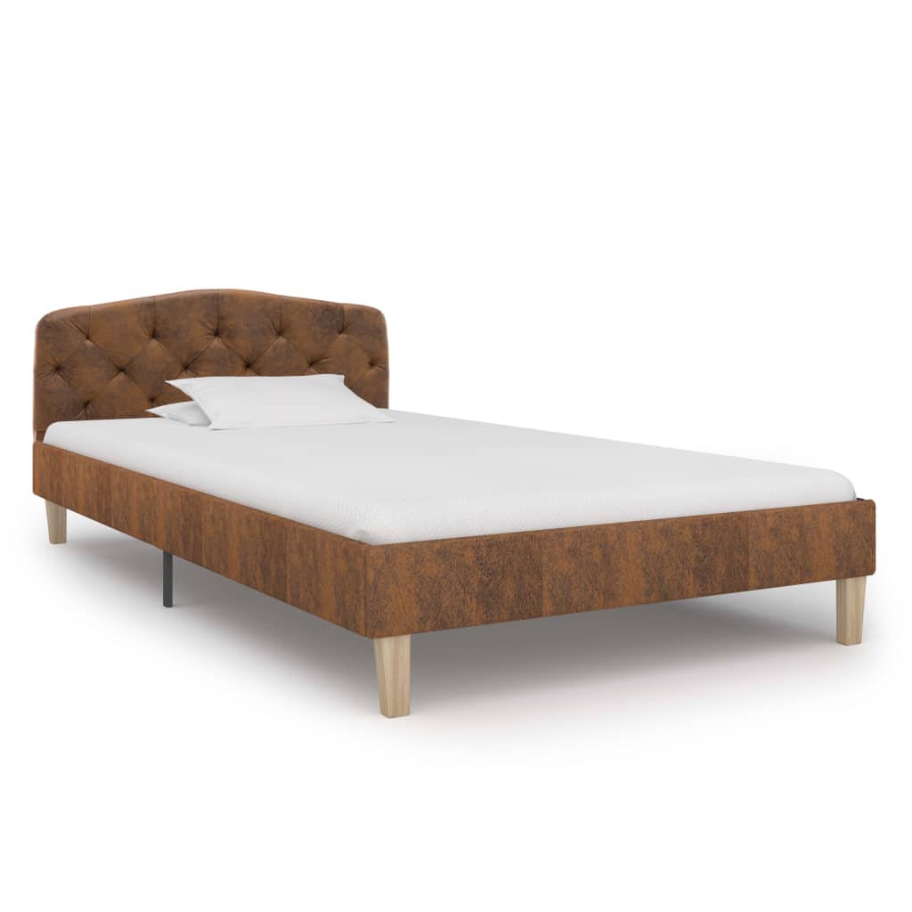 Estrutura de cama 90x200 cm camurça artificial castanho