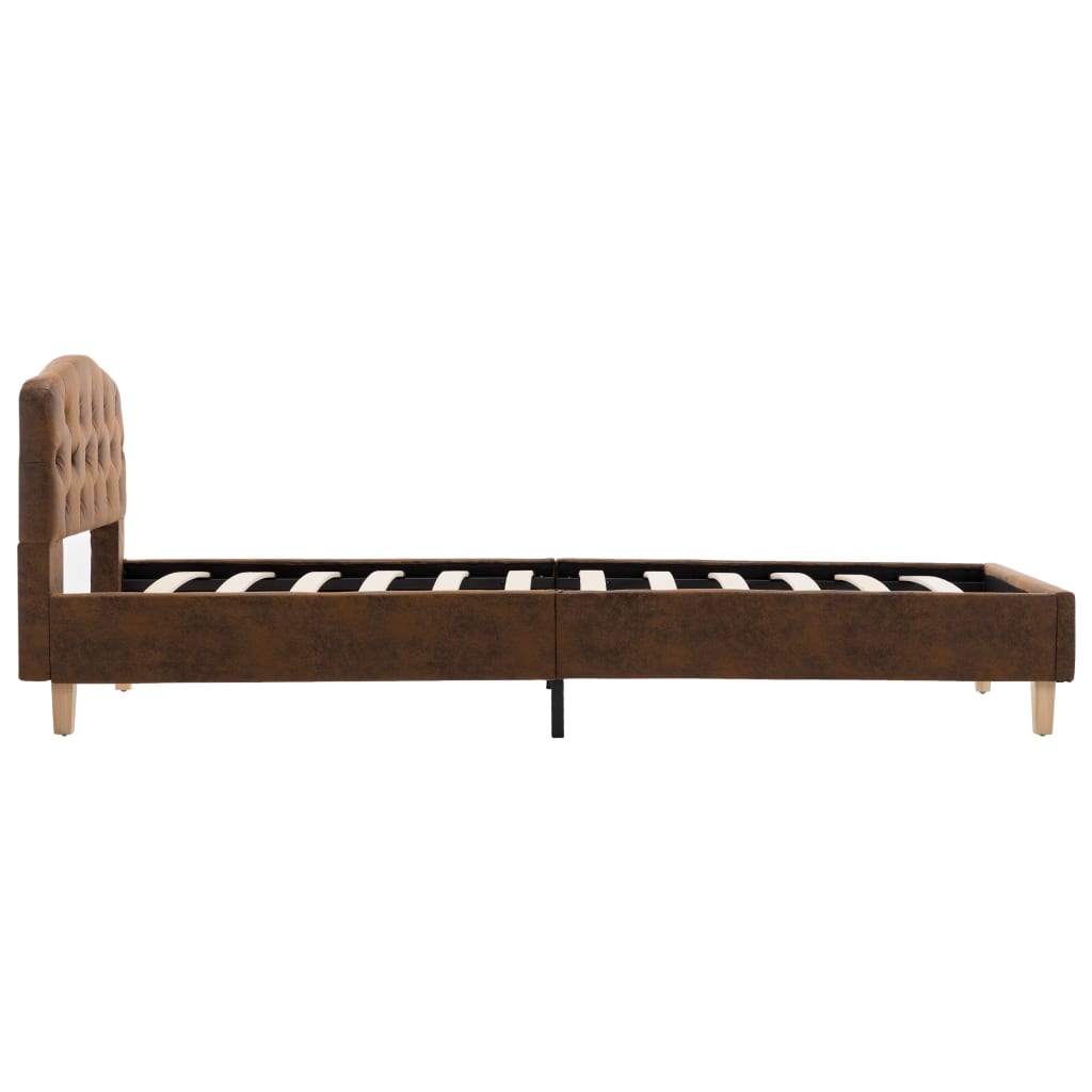 Estrutura de cama 90x200 cm camurça artificial castanho