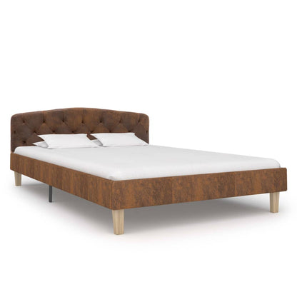 Estrutura de cama 120x200 cm camurça artificial castanho