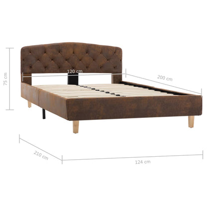 Estrutura de cama 120x200 cm camurça artificial castanho