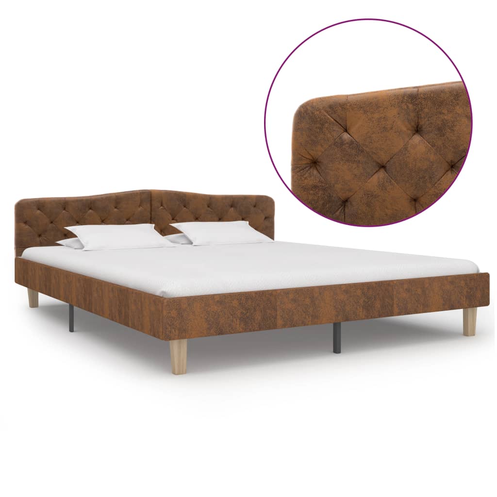 Estrutura de cama 180x200 cm camurça artificial castanho