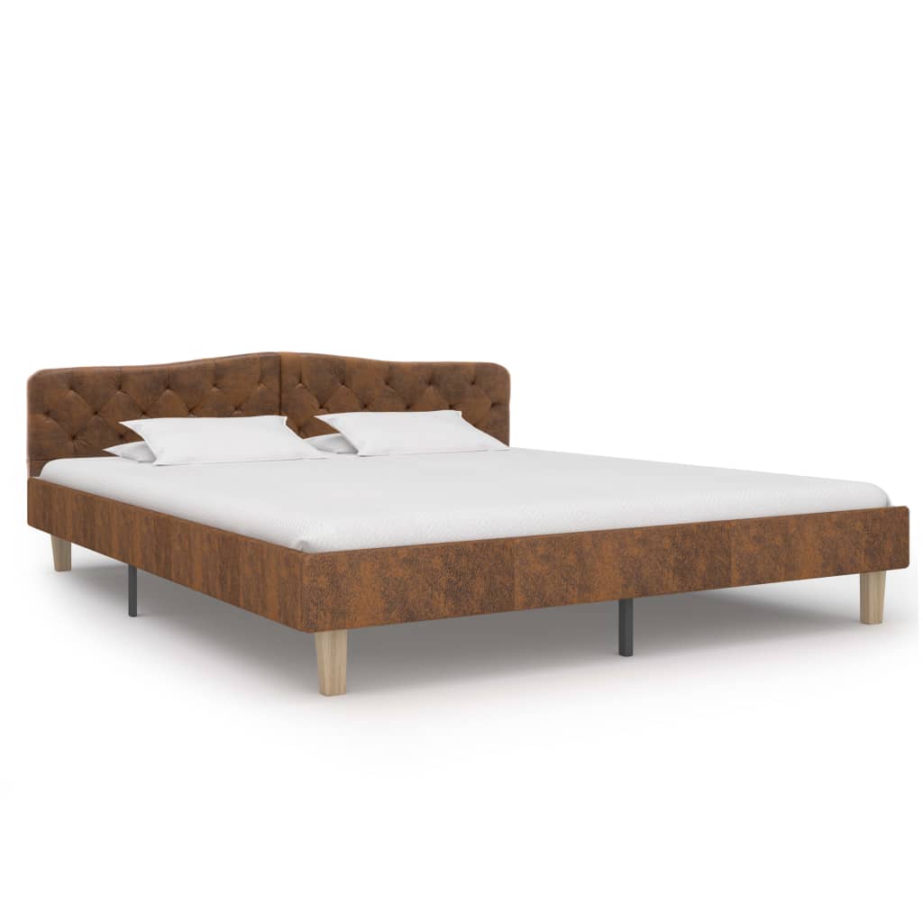 Estrutura de cama 180x200 cm camurça artificial castanho