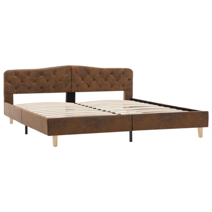 Estrutura de cama 180x200 cm camurça artificial castanho