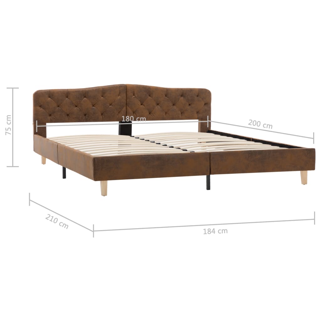 Estrutura de cama 180x200 cm camurça artificial castanho