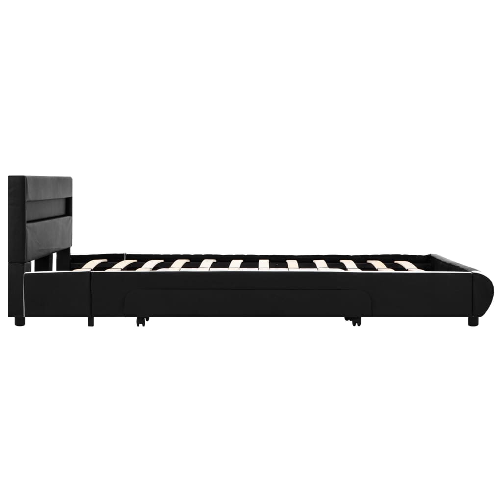 Estrutura de cama com LED 140x200 cm couro artificial preto